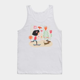 Girl on skateboard with her dog Tank Top